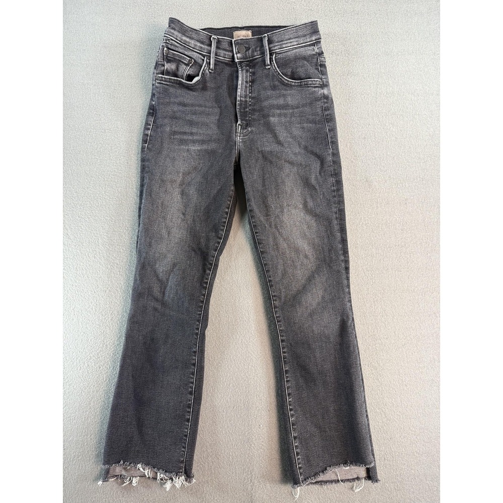 Mother Insider‎ Crop Step Fray Jeans Womens 26 Black Medium Wash Cropped Denim
